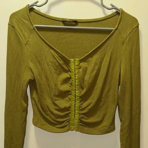 Green SHEIN long sleeve corset top